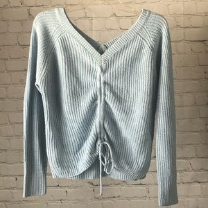 SWEATER - Women's Jolie & Joy light blue sweater with cinched tie front. Size XL